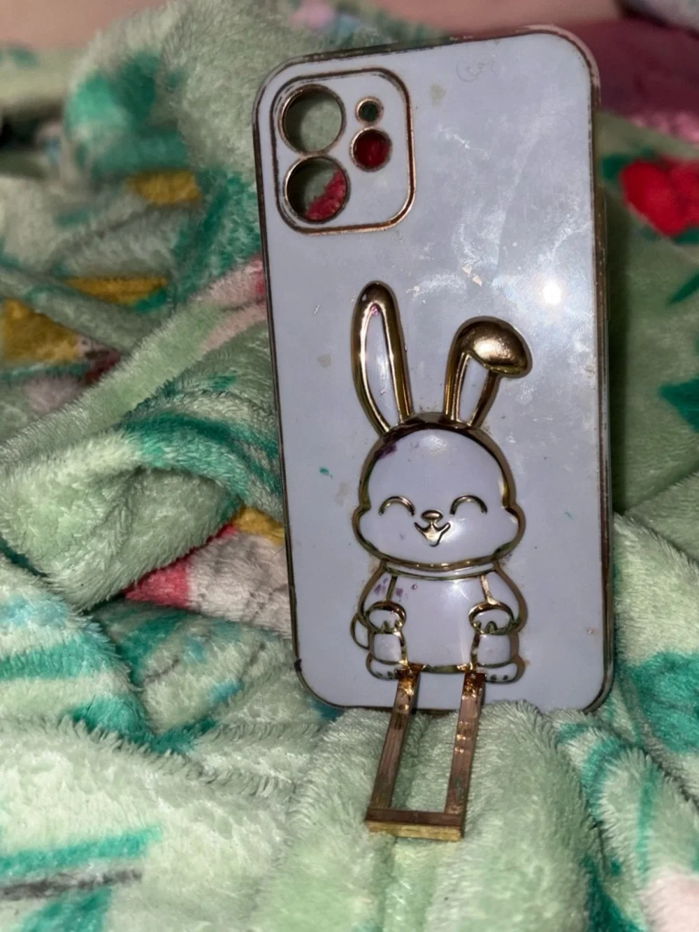 SHEIN Purple Bunny Phone Case with Gold Trim